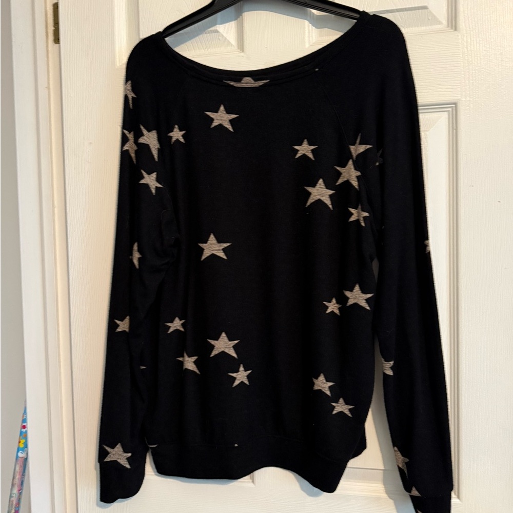Buffalo David Bitton Black and Gray Crew Neck Sweater with Star Pattern
